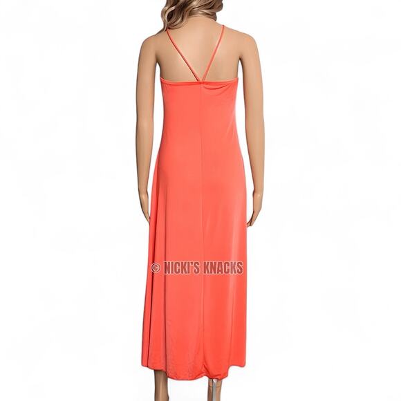 Sincerely Jules Neon Orange Cutout Jersey Knit Midi Dress Halter Size XL - Picture 5 of 10